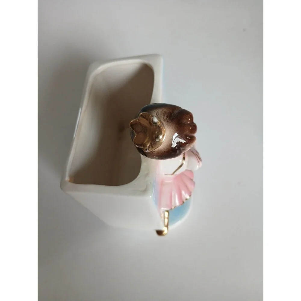 Vtg Balerina Princess Planter Head Vase Porcelain  Floor Stretch Pose Lefton